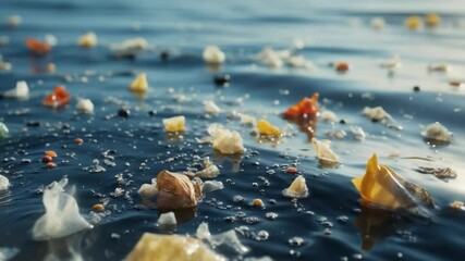 Wall Mural - close-up photography of sea water affected by micro plastic. environment pollution idea.