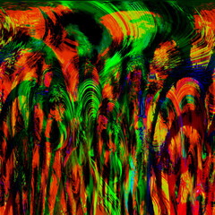 Wall Mural - textile ,wavy , design ,background ,illustration ,digital leopard collage ,colorful ,wild texture, l