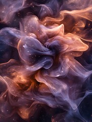 Wall Mural - Abstract depiction of a nebula with swirling clouds of purple and orange and scattered stars