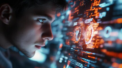 man coding software development cybersecurity data analysis ai machine learning innovation tech