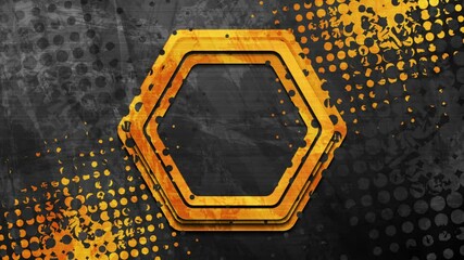 Leinwandbilder - Black and orange contrast hexagons abstract geometric grunge background. Seamless looping halftone retro motion design. Video animation Ultra HD 4K 3840x2160