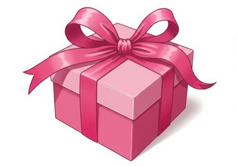 Wall Mural - Pink gift box with ribbon bow isolated on transparent background