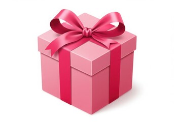 Wall Mural - Pink gift box with pink ribbon isolated on transparent background
