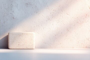 Wall Mural - minimalistic wall with unique textured finish bathed in gentle natural light creating serene ambianc