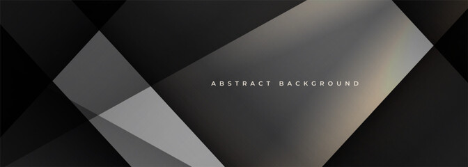 Aufkleber - Black and grey modern abstract wide banner with geometric shapes. Dark gray abstract background. Vector illustration