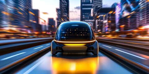 Aufkleber - technology innovation future transportation showcasing sleek autonomous vehicles on smart roads
