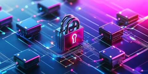 Aufkleber - Visual representation of digital data protection featuring interconnected servers and encrypted data streams, highlighting the importance of secure transmission for perso