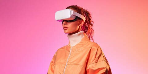Aufkleber - Future fashion trends blending high-tech wearables with classic styles, captured on a clean backdrop, featuring a model demonstrating augmented reality accessories and st