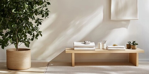 Aufkleber - Innovation in fashion through sustainable materials, showcased in a minimalist studio with neutral tones, elegant garments, and eco-friendly accessories