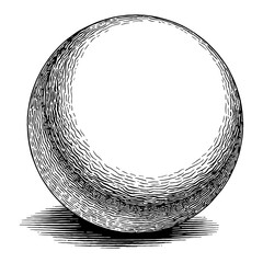 Wall Mural - ping pong ball object detailed in vintage style black and white outline line art drawing engraving