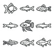 © Svitlana - Aquatic life linear icons set. marine and fish symbols for design projects