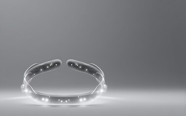 Wall Mural - digital eeg headband illustration in bottom corner over neutral gradient background with design spac