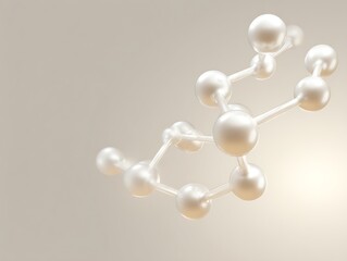 Wall Mural - minimal molecular framework clustered in lower left corner on subtle ivory gradient with clean empty