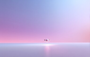 Wall Mural - nanobot floating near lower edge over smooth pastel gradient background with clear empty space,