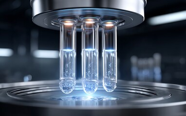 Wall Mural - realistic photo of test tubes in a centrifuge machine inside a sterile lab environment, strong contr