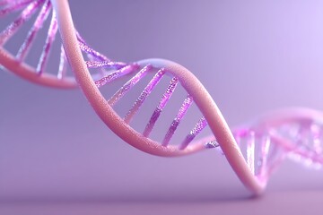 Wall Mural - semi-transparent dna double helix floating softly near center bottom on muted lavender gradient with