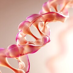 Wall Mural - semi-transparent dna helix spiraling softly in lower right corner on creamy gradient backdrop with c