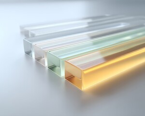 Wall Mural - stacked chromatography columns and tubes aligned on off-white surface with negative space,