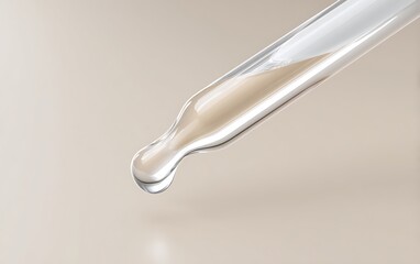 Wall Mural - sterile pipette and droplet iconography near corner on clean ivory gradient with copy space,