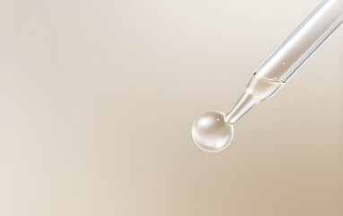 Wall Mural - sterile pipette and droplet iconography near corner on clean ivory gradient with copy space,