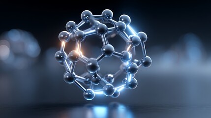 Wall Mural - studio render of atoms forming a lattice structure, suspended in mid-air with soft lighting and shar