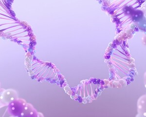 Wall Mural - stylized abstract dna strands curved in from the sides on lavender-to-white background, center empty