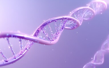 Wall Mural - stylized dna strand floating in lower left corner on solid soft lavender background with wide empty 