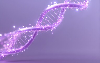 Wall Mural - stylized dna strand floating in lower left corner on solid soft lavender background with wide empty 