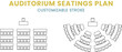 © Hasan - Auditorium seatings plan icon set, classroom, meeting, conference, seminar, training, semicircle arrangement, desk, customizable stroke, vector, illustration