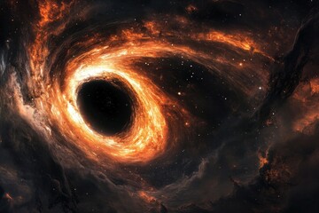 Wall Mural - cosmic swirl of nebulae surrounding a striking black hole with vibrant colors in deep space, a cosmi