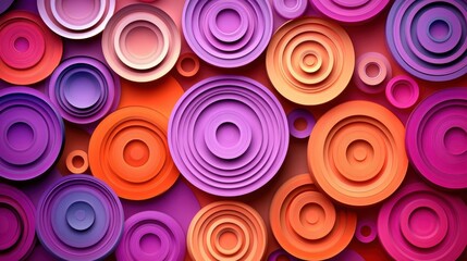 Wall Mural - abstract colorful circular patterns in vibrant purple and orange tones
