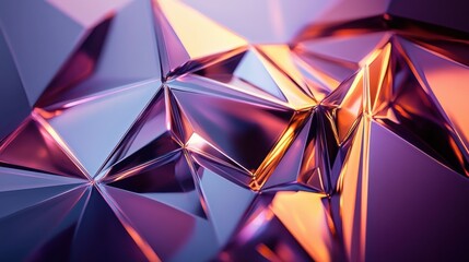 Wall Mural - Abstract Geometric Polygonal Shapes with Shiny Metallic Texture
