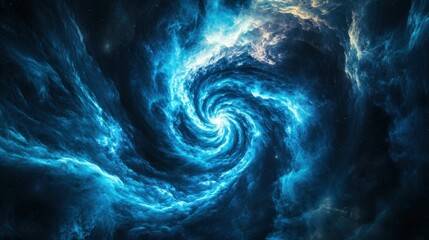 Wall Mural - Cosmic Swirl of Blue and Turquoise Energy in Outer Space