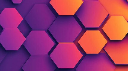 Wall Mural - vibrant abstract hexagonal pattern in purple and orange tones