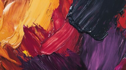 Wall Mural - Vibrant Abstract Painting with Bold Brushstrokes and Rich Colors