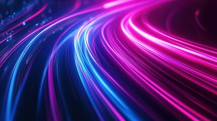 Wall Mural - vibrant colorful light trails in motion against dark background