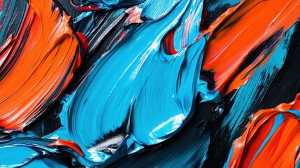 Wall Mural - Vivid Swirls of Blue and Orange Paint in Abstract Expressionist Style