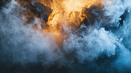 Wall Mural - mysterious swirls of smoke with bold orange and deep blue hues