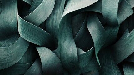 Wall Mural - abstract textured background of wavy dark green leaves