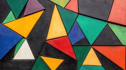 Wall Mural - colorful abstract geometric shapes on dark background
