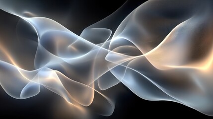 Wall Mural - ethereal light waves flowing through dark background with soft colors