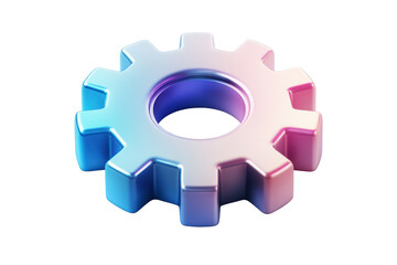 Leinwandbilder - Metallic gear icon with a blue center, illustrating mechanical engineering concepts and digital interfaces for tech-related applications