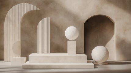 Wall Mural - minimalist abstract composition with geometric shapes and textures