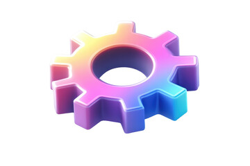 Poster - Metallic gear icon with a blue center, illustrating mechanical engineering concepts and digital interfaces for tech-related applications