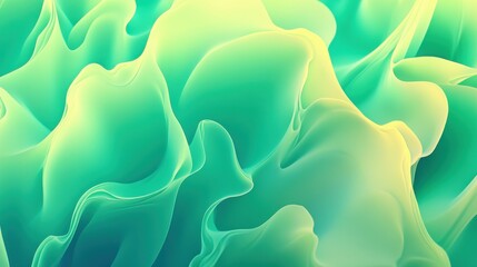 Wall Mural - Soft Green Fluid Abstract Background with Gentle Waves and Swirls