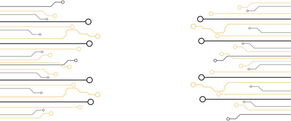Vector circuit board elements on grid. Design elements for circuit board illustration 