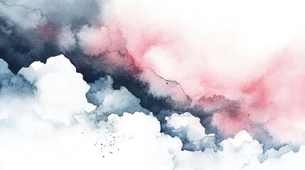 Wall Mural - Abstract Watercolor Clouds with Soft Pink and Blue Shades