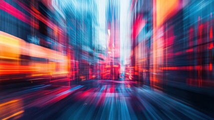 Wall Mural - abstract urban motion blur with vibrant colors and dynamic energy