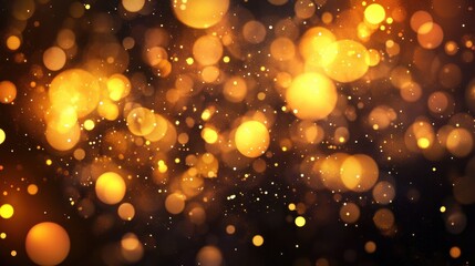 Wall Mural - Glowing Golden Bokeh Background for Festive Atmosphere and Events