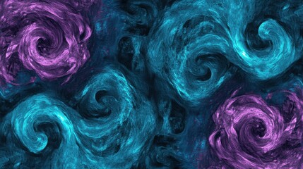 Wall Mural - abstract swirls pattern in purple and teal color scheme